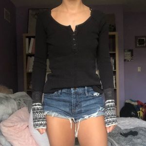 Free People Long sleeve waffle shirt